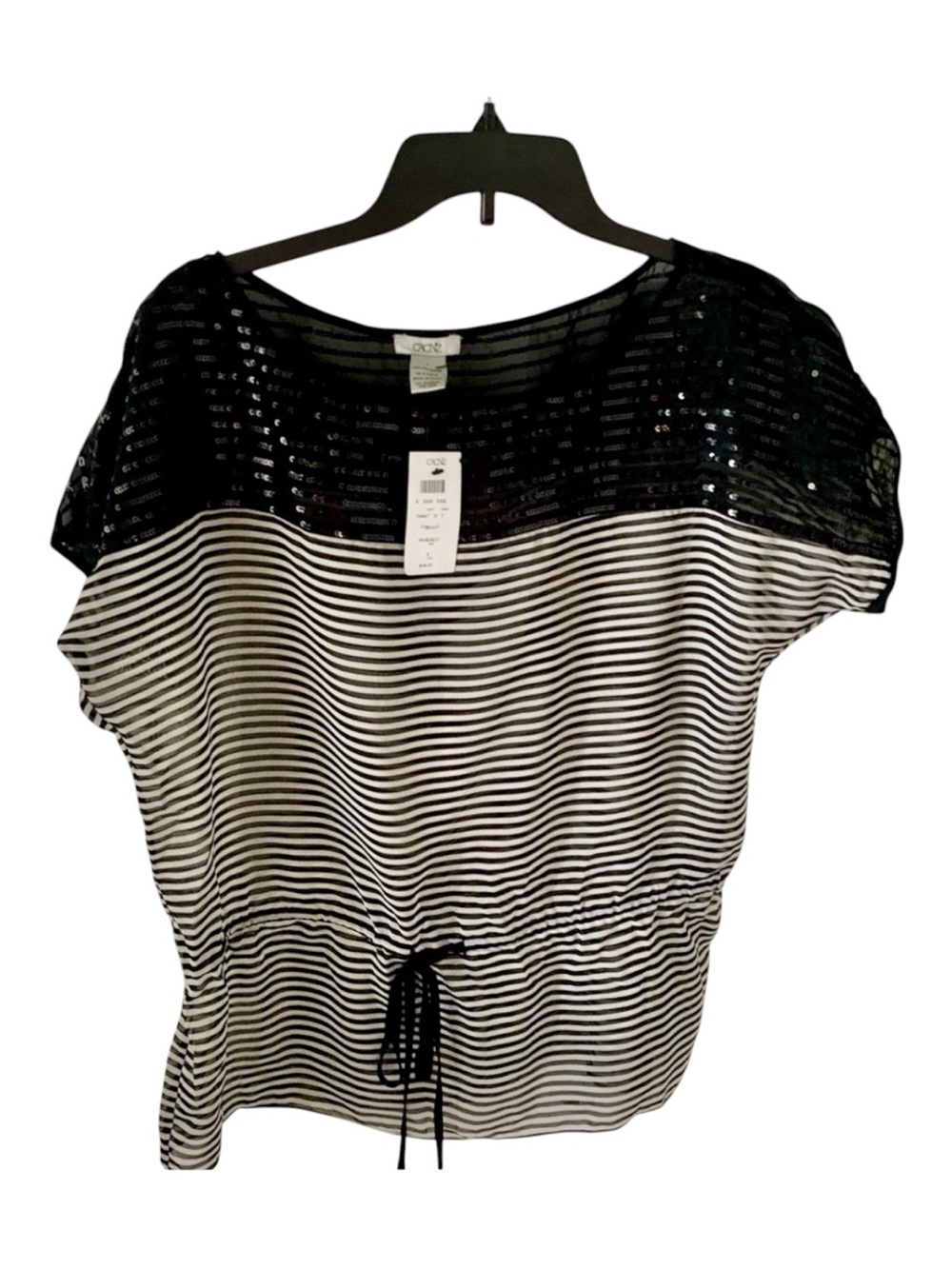 Cadie Blouse Woman’s Black & White Short Sleeve Size S